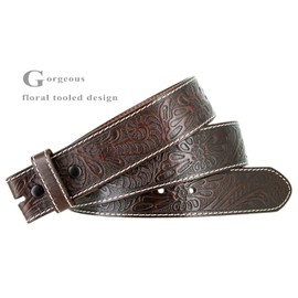 Genuine Full Grain Western Floral Engraved Tooled Leather Belt Strap 1-1/2" Wide (Brown, 38)