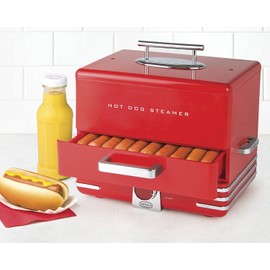 Nostalgia Extra Large Retro Classic Style Steamer Warmer, 20 Hot Dog and 6 Bun Capacity, Steam Bratwursts, Sausages, Vegetables, Fish, Dumplings, Original Red