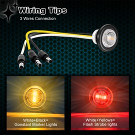 Wodvyss 20PCS 3/4" Strobe Flash+Steady Marker Lights Dual Function LED Trailer Side Clearance Tail Round 12V Brake Stop Turn Signal Warning Lamps for Trailer Truck Bus ATV UTV Van RV (Red+Amber)