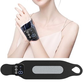 EMS Wrist Massager Hand Massager, Wrist Support with 5 Modes, 9 Levels of Intensity, 3 Levels of Temperature Adjustment, Hand Pain Relieve, Arthritis, Gift, Black
