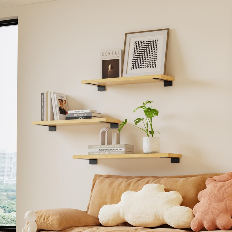 Floating Shelf Bracket 10Inch, 8Pack Black Shelf Brackets Bathroom Shelf