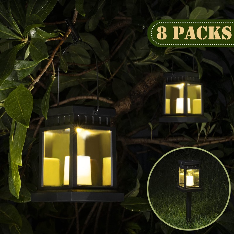 SOLPEX Solar Lanterns Outdoor Waterproof, 8 Pack Solar Lights Outdoor