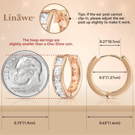 Linawe Hoop Stud Earrings for Women Trendy, Moissanite Earrings Rose Gold, Cubic Zirconia Tragus Piercing Huggie Earrings, Helix Small Mini Chunky Tiny Hoop Cartilage Earrings