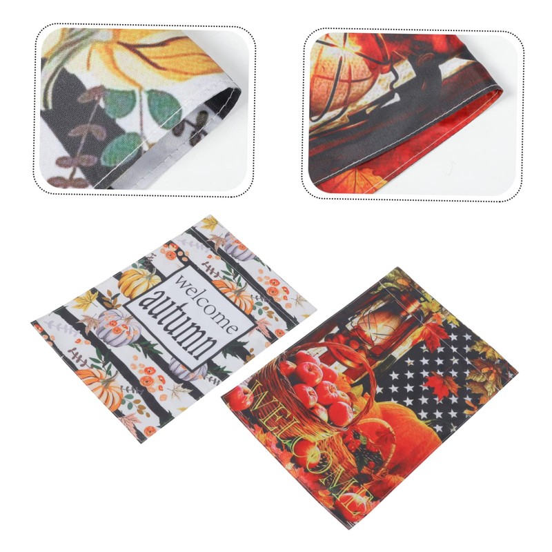 IWOWHERO 2pcs Double-sided Welcome Garden Flag Autumn Thanksgiving Pumpkin Design