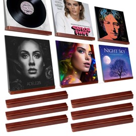 Heimlove 6 Pack Solid Wood Vinyl Record Wall Mount Shelves, Rustic Brown 12 Inch Vinyl Holder for Album Record Storage & Display, Floating Shelves for Wall Decor, Kids Bookshelf, Magazine Rack