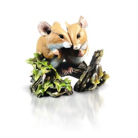 Richard Cooper Studio Cold Cast Bronze Woodland Couple Mice - Hand Painted by Michael Simpson