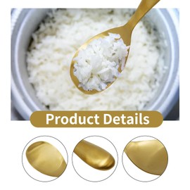 2 Pack 8 Inch Stainless Steel Rice Spoons, Thickened Heat Resistant Serving Spoon, for Kitchen, Gold