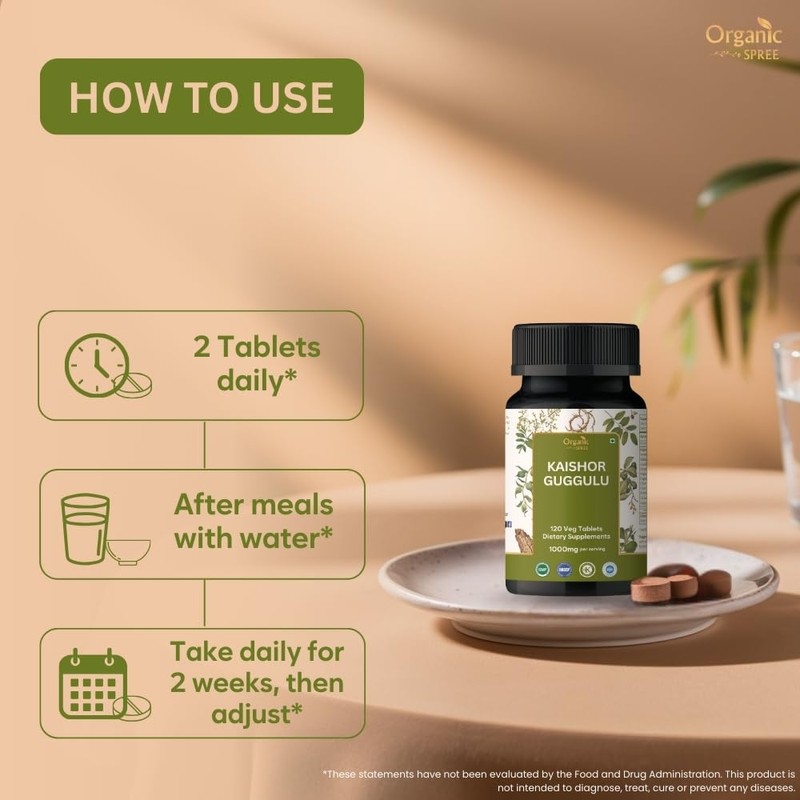 ORGANIC SPREE Kaishor Guggulu 120 Tablets - Ayurvedic Formulation -