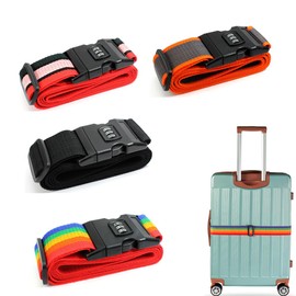 CAASFOOY 4 Pack Luggage Straps, Plastic Strap, Multicolor, Polypropylene, Small, 200 cm, Secure Suitcase Belts with Combination Lock Buckle