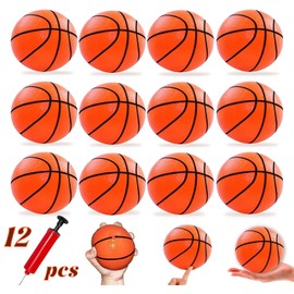 Hymaz 12 Pack 4 Inch Mini Basketball Ball, Small Basketballs Set with Pump for Toddlers Kids Basketball Gifts, Inflatable Ball for Basketballs Hoop Beach Pool Sports Arcade Games Party Favor