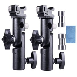 TuxFezug Umbrella Holder Camera Flash Bracket Umbrella Bracket Clip On Strobe Holder Speedlite Stand Speed Bracket Umbrella Stand 180 Degree Angle Adjustable for Photography Hot Shoe Holder 1/4 and