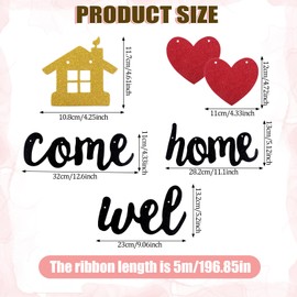 Welcome Home Banner Welcome Home Decorations Black Glitter Welcome Home Sign Welcome Party Decorations for Housewarming Homecoming Military Return Party Decorations