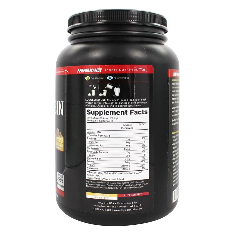 Olympian Labs Beef Protein Isolate Powder, 24g Protein, BST Free,