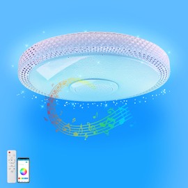 TOPBOS 30 W LED Ceiling Light Dimmable with Bluetooth Speaker, Remote Control and App Control, LED Ceiling Light with RGB Colour Changing, Adjustable for Bedroom, Living Room, Children's Room