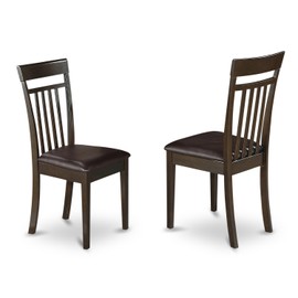 East West Furniture Capri Dining Chairs Set of 2 - Faux Leather Seat and Cappuccino Hard Wood Frame Modern Dining Chair