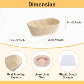 Nisorpa 10 Sets Banneton Bread Proofing Basket Sourdough Proofing Baskets Bread Baking Bowl Kit with Cloth Liner and Dough Scraper for Home Bread Bakers(10 Inch)