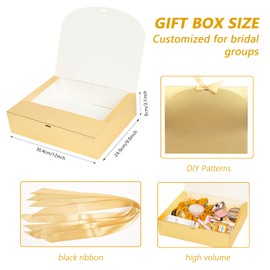 WLUSEAXI 12Pack Gold Gift Boxes with Lids, 129.83.1 Inch Bridesmaid Proposal Box, Luxury Gold Gift Box with Ribbon for Wedding Box, Birthday Box, Party Box, Christmas Boxes,Bridesmaid Box,Graduation Gift