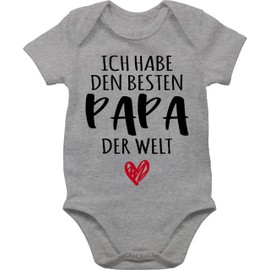 Shirtracer - Baby Bodysuit Boy Girl - Ich habe den besten Papa der Welt - Bester Papa ist der Beste, 2 mottled grey