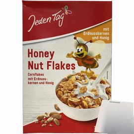 Jeden Tag Honey Nut Flakes Cornflakes with Honey and Peanut Kernels (750 g Pack) + usy Block