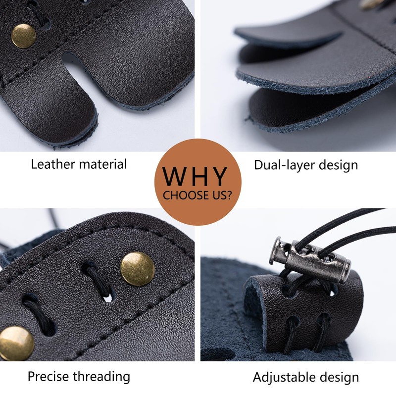 Prespollw Leather Archery Finger Tab – Double Layer Right-Hand Grip