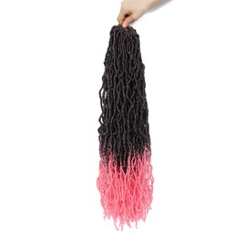 Faux Locs Crochet Hair Soft Locs 24 Inch 7 Packs Crochet Locs Pre looped Natural Locs Crochet Hair For Women (24 Inch (Pack of 7), 1B/Pink)