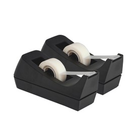 Desktop Tape Dispenser, 2-Pack, Non-Skid Base - with 3 Extra Tape Dispenser Replacement Core (Tape not Included), Perfect for Office, Home, School - Value Pack