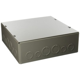 Wiegmann SC121204 SC-Series NEMA 1 Screw Cover Wallmount Pull Box with Knockouts, Painted Steel, 12" x 12" x 4"