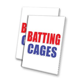 Batting Cages (24" X 36") 4mm Corrugated Plastic Panel, Graphics Applied to 1 Side (Pk of 2)