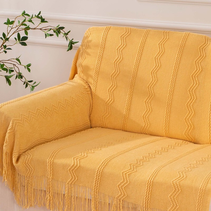 BATTILO HOME - Manta de punto suave, ligera, con textura