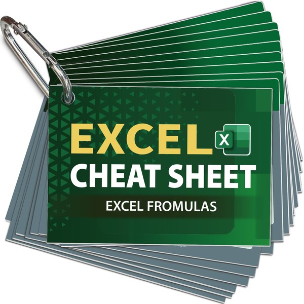 Excel Formulas Cards, Laminated Excel Cheat Sheet with Shortcuts &
