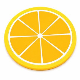 Round Silicone Coaster with an Orange-Themed Design (3.15 × 3.15 × 0.20 inches),1pc
