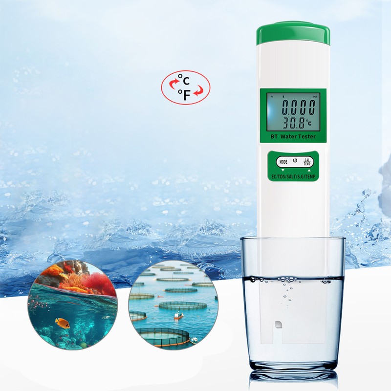 Bluetooth Water Tester EC TDS SALT S.G TEMP 5 in