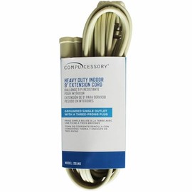 Compucessory CCS25146 Heavy Duty Indoor Extension Cord, Gray