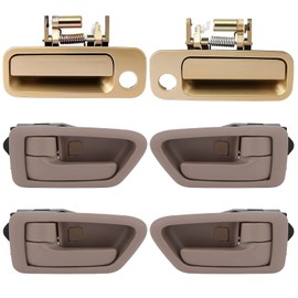 LUJUNTEC Exterior Interior Door Handles,Front Rear Door Handles Driver Left Passenger Right Side,Replacement for 1997-2001 for Toyota for Camry,6pcs Beige Handles Replace