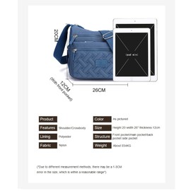 XUDREZ Women's Crossbody Bag,Multi Pocket Crossbody Bag Shoulder Bag Travel Bag Handbag-Blue