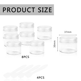 8PCS Travel Pots for Toiletries, Travel Containers, Travel Po for Toiletries 20ml Small Clear Travel Containers Jars Round Empty Plastic Cosmetic Jars with 4 PCS Lids Spatulas for Cream Makeup