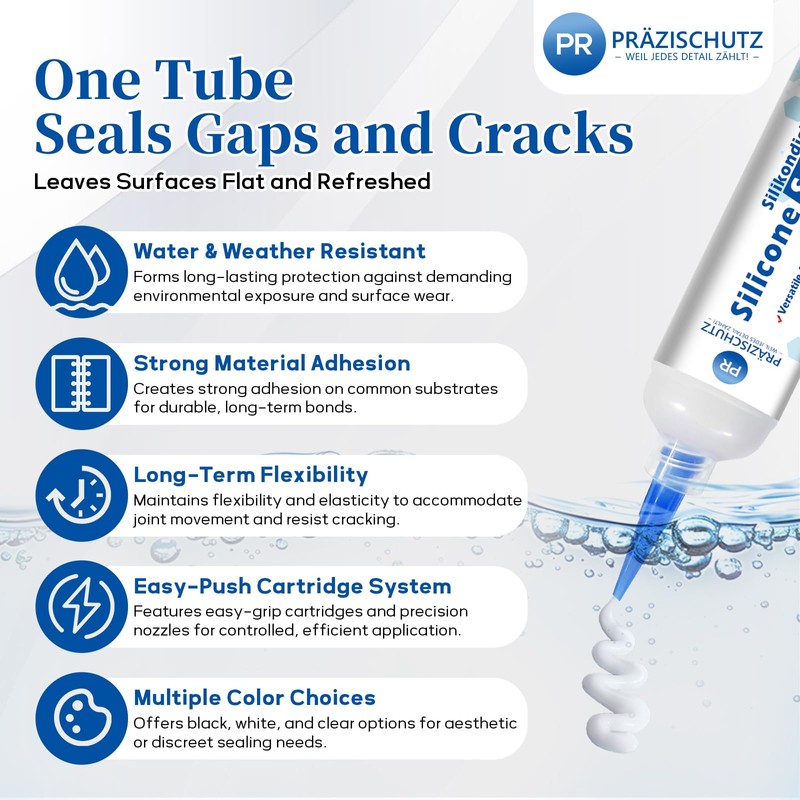 PRAZISCHUTZ RTV Silicone Adhesive Sealant - High Temperature & Waterproof