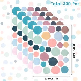 300 PCS Playroom Wall Decals Vinyl Polka Dot Wallpaper Polka Dot Wall Decals Neutral Boho Rainbow Wallpaper for Boy Girls Bedroom, Bathroom, Playroom, Baby Nursery Toddler to Teen DIY Decoration