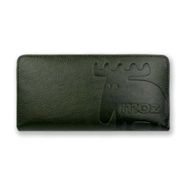 Moz Real Leather Round Zipper Long Wallet (86121), green