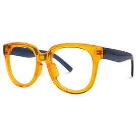 Zeelool Unisex Retro Oversized Square Glasses with Non-prescription Clear Lens Harrell ZOP049594-06 Yellow