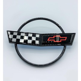 1Pc C4 Corvette Front Nose Hood Emblem 3D Badge Cross Flag Fits for 84 Through 90 Corvettes 10209060 (Black)