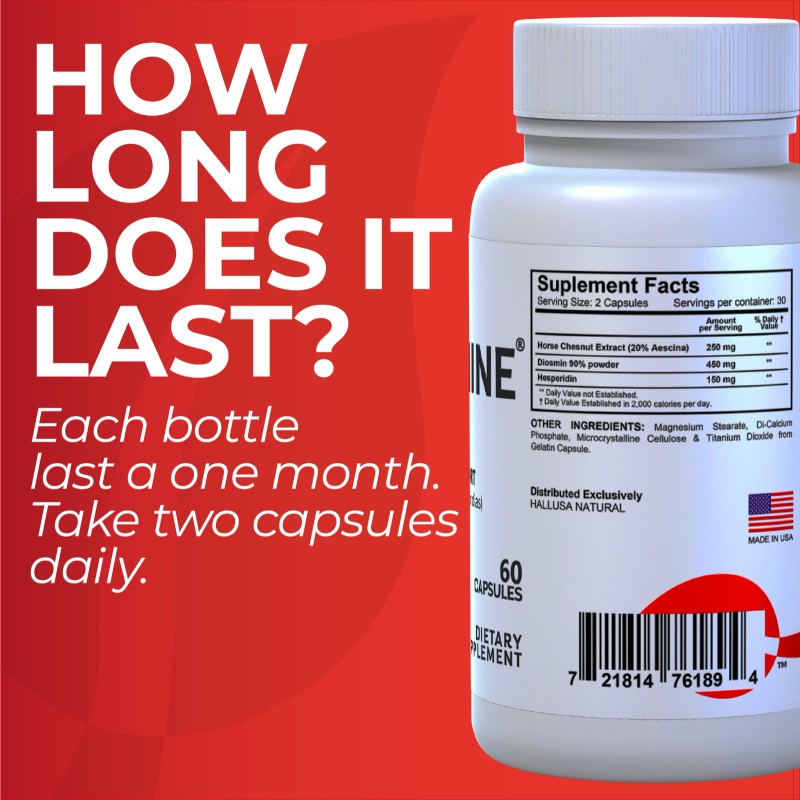 Hallusa Natural Hallosmine EXTRA Diosmin Circulation Support Hesperedin + Horse