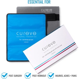 Large Hot and Cold Therapy Gel Pack with Wrap by Cureve (12" x 15") - Reusable Ice Pack with Wrap to Treat Injuries, Aches and Pains on Hip, Knee, Sid
