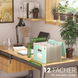 EcoStash Document Folder A4 12 Compartments Wheat Straw Expanding Folder Sorting Folder Colourful File Folder Organiser Accordion File Folder Organiser BPA-Free Back to Nature Healthy Life Mint Blue