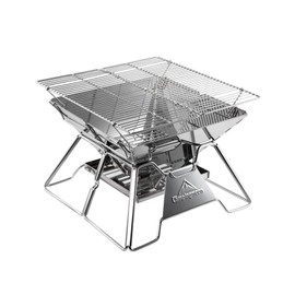 Campingmoon Portable Camping Fire Pit Foldable Stainless Steel Camping Grill Wood Burning Charcoal Grill for Outdoor Garden Picnic 3-4 People