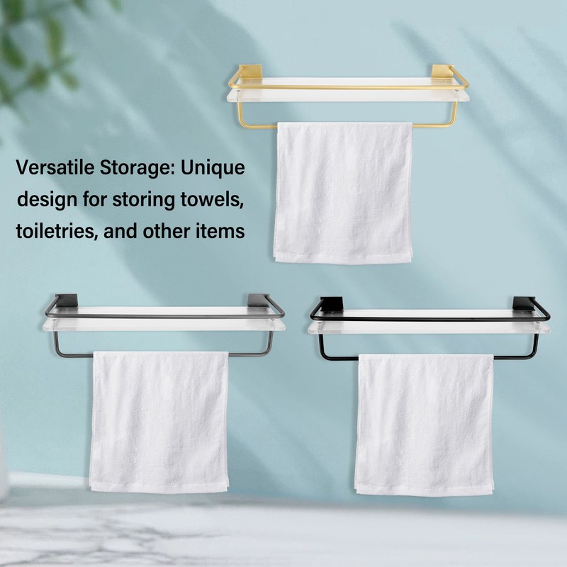 30cm Shower Caddy Wall Mount Organizer with Towel Hanger Easy