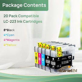 20x Printer Cartridges Compatible with Brother LC-221 LC-223 for DCP-J4120 DCP-J562 MFC-J4420 MFC-J4620 MFC-J4625 MFC-J480 MFC-J5320 MFC-J5620 MFC-J5625 MFC-J5720 MFC-J680 MFC-J88 0 dw