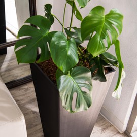 XBrand Modern 30-Inch Tall Square Planter, Modern Tapered Planter Perfect for Indoor & Outdoor Planter, Patio Décor, Set of 2, Black