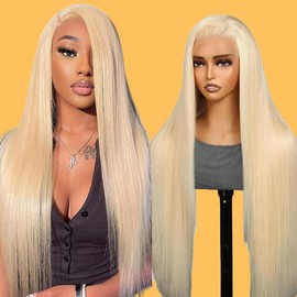 VTKXGG 613 Lace Front Wigs Human Hair 13x4 Straight 100% Human Hair Blonde Wig Real Hair Wigs for Women Human Hair 180% Density Pre Plucked with Baby Hair Perruques De Cheveux Humains Pour Femmes (613 13x4 Straight Wig, 16 Inch)