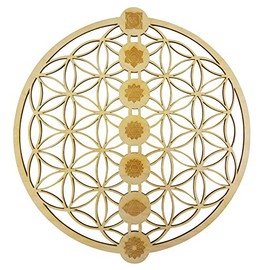 12” Flower of Life Chakras Wall Art | 12” Diameter - 1/8” Thick | Wooden Wall Art, Crystal Grid, Chakra, Zen Wall Art, Wooden Art, Wooden Wall Art Decor | Sacred Geometry Art, Geometry Art